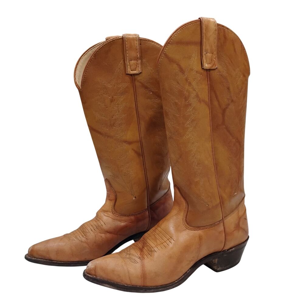 Women's 6M Leather Cowgirl Western Boots Made in USA Style L6139 Brand Unknown